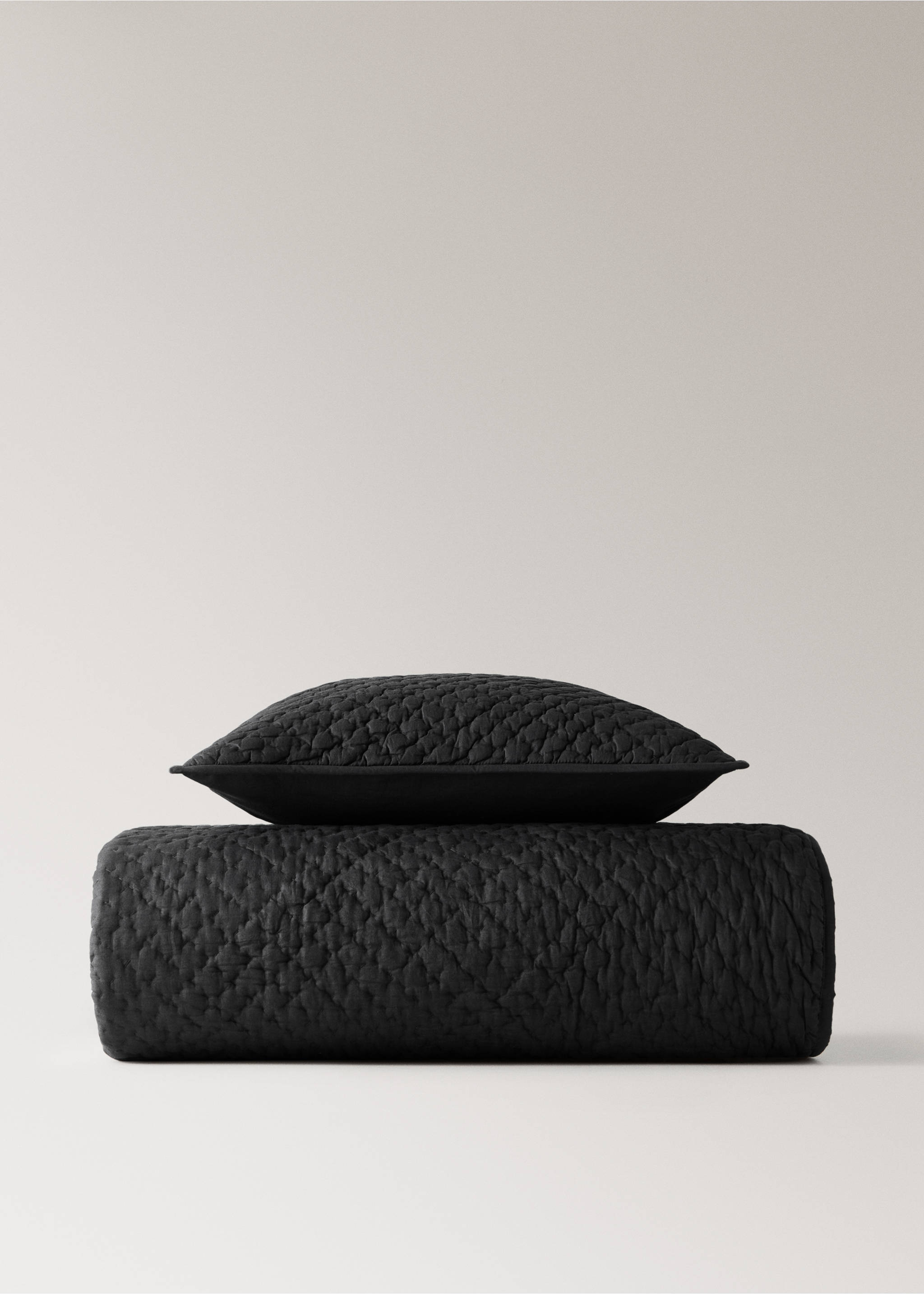 100% cotton cushion cover for bed 50x50 cm - Details of the article 4, Charcoal. Ref: 37072909-00.