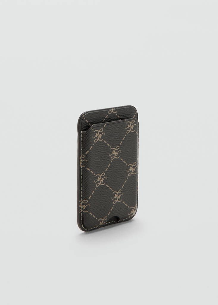 Logo print mobile card holder — Brown