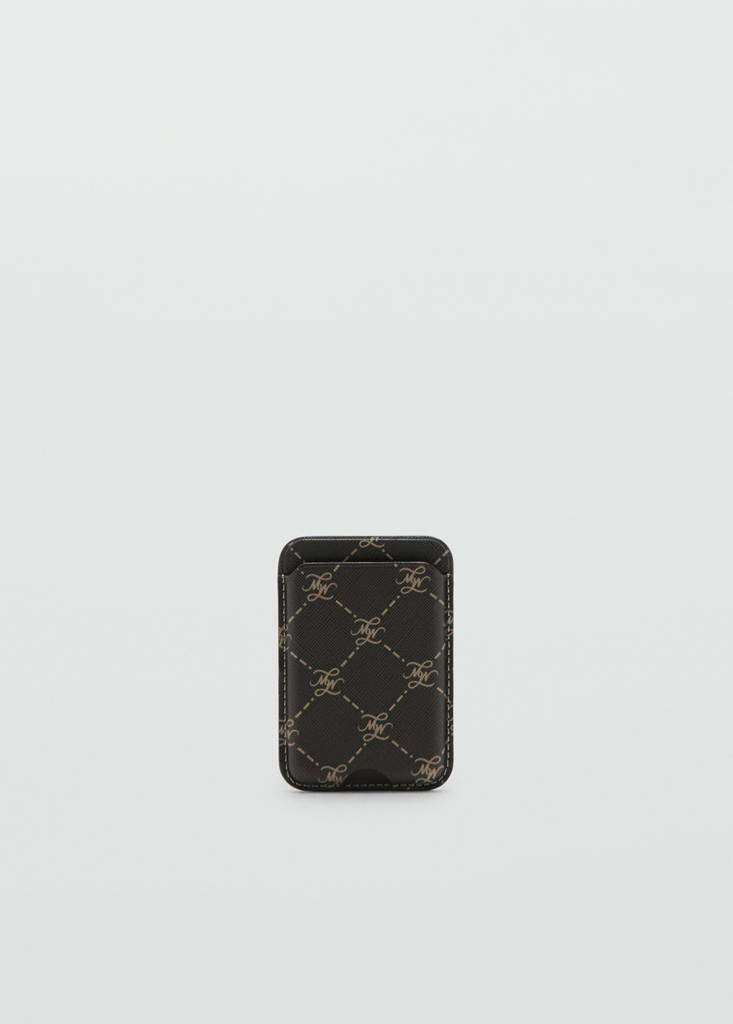 Logo print mobile card holder — Brown