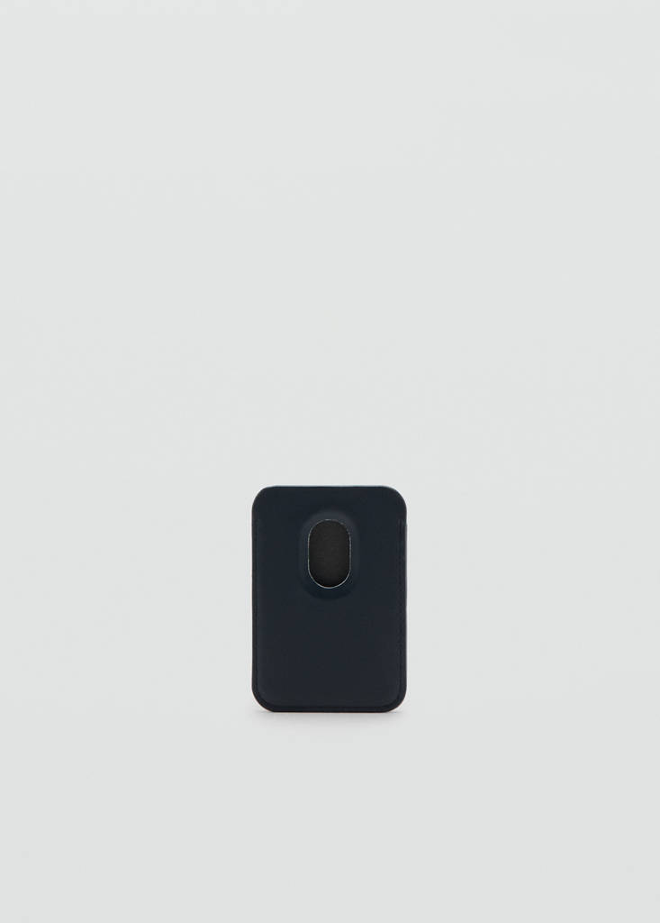 Logo print mobile card holder — Navy