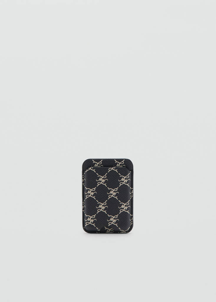 Logo print mobile card holder — Navy