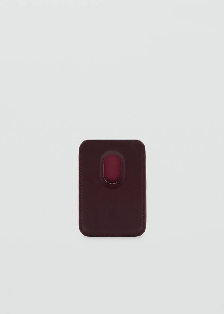 Logo print mobile card holder — Burgundy