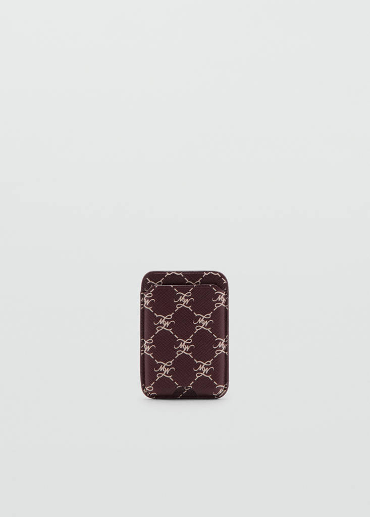 Logo print mobile card holder — Burgundy