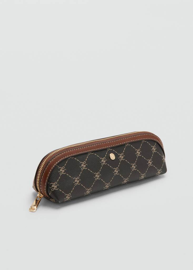 Zip case with printed logo — Brown