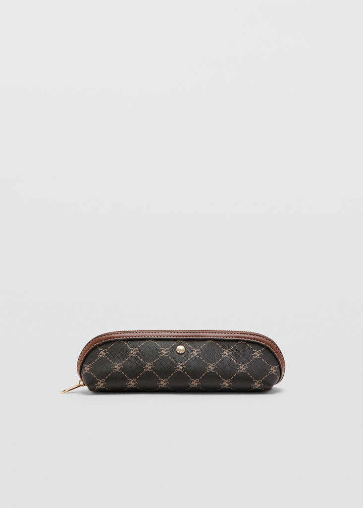 Zip case with printed logo — Brown