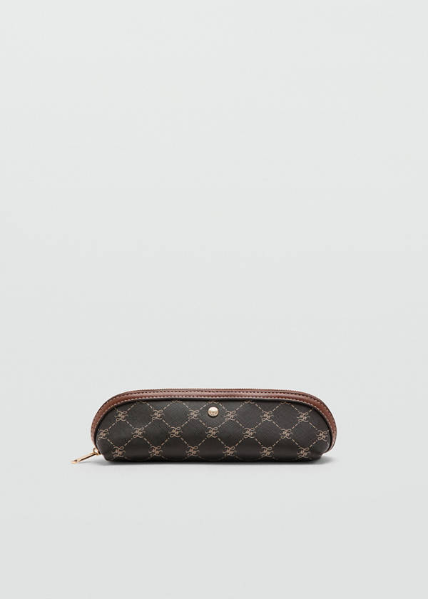 Zip case with printed logo — Brown