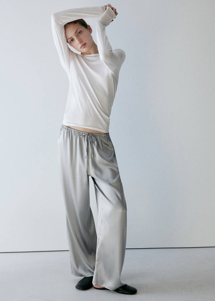 Long-sleeved fitted t-shirt — White