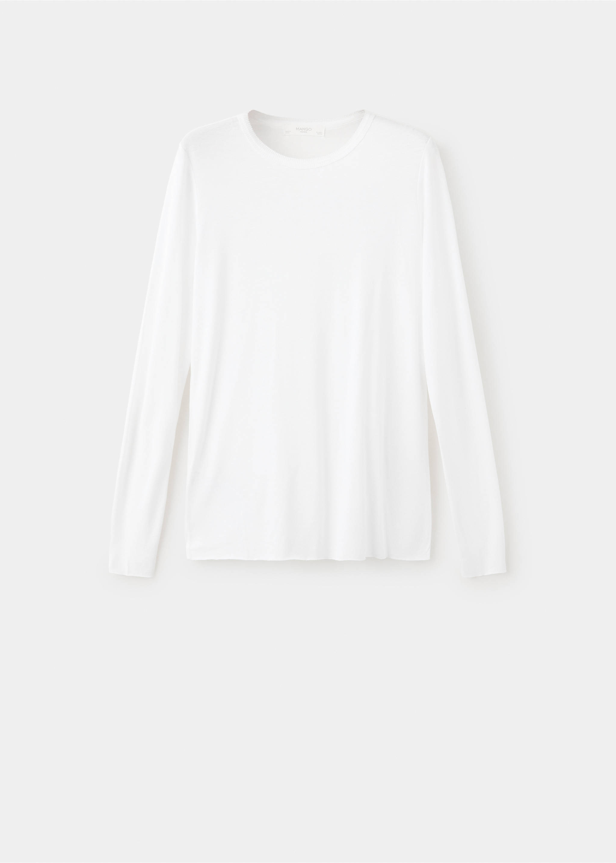 Long-sleeved fitted t-shirt - Article without model, White. Ref: 37072913-00.