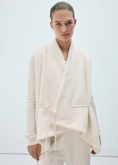 Cross-over borg fleece vest — Ivory White 1
