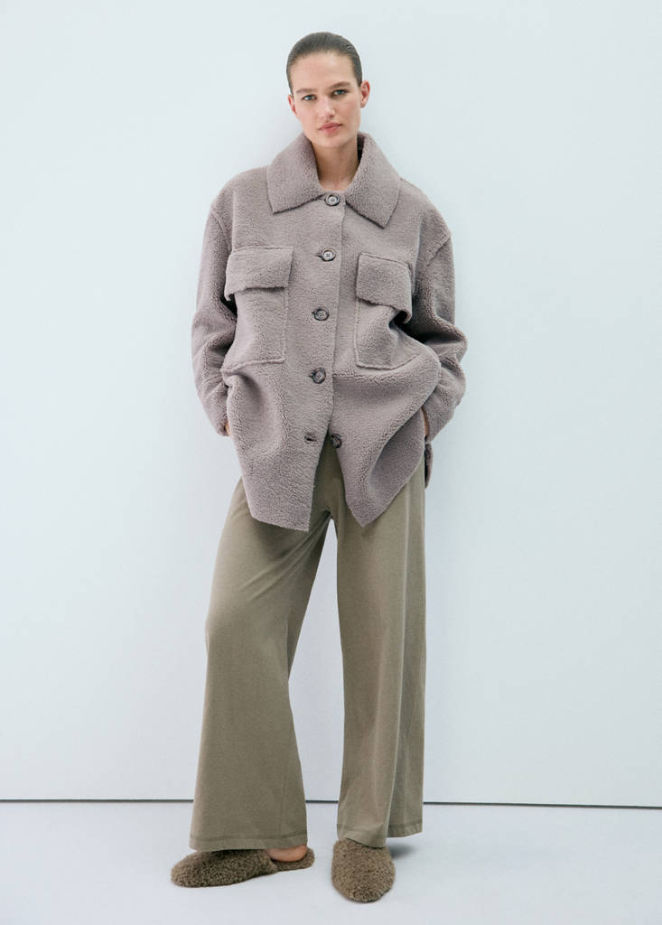 Oversized sherpa robe — Medium Brown