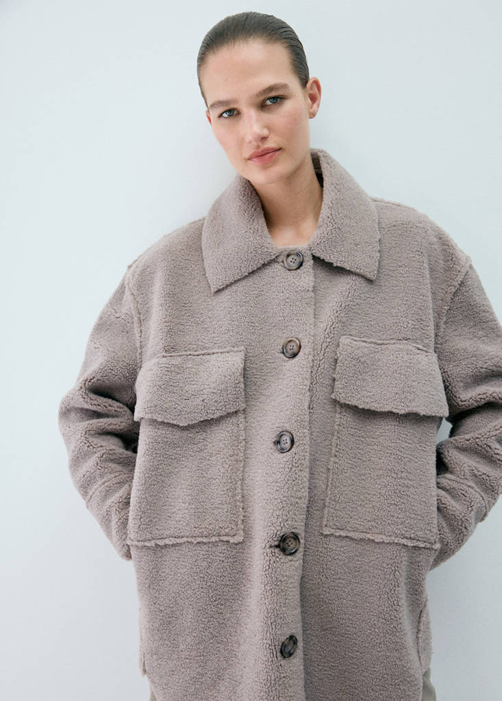 Oversized sherpa robe — Medium Brown