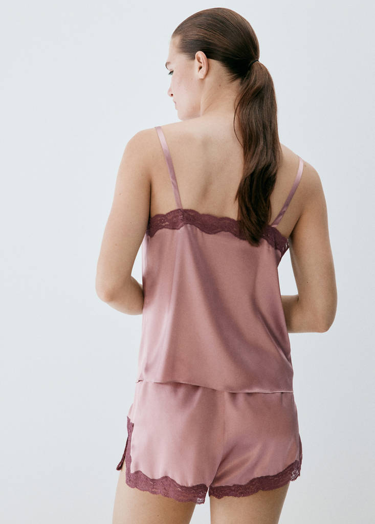Silk top with contrasting lace — Pastel Pink