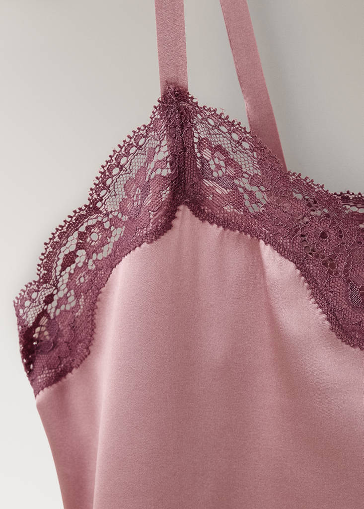 Silk top with contrasting lace — Pastel Pink