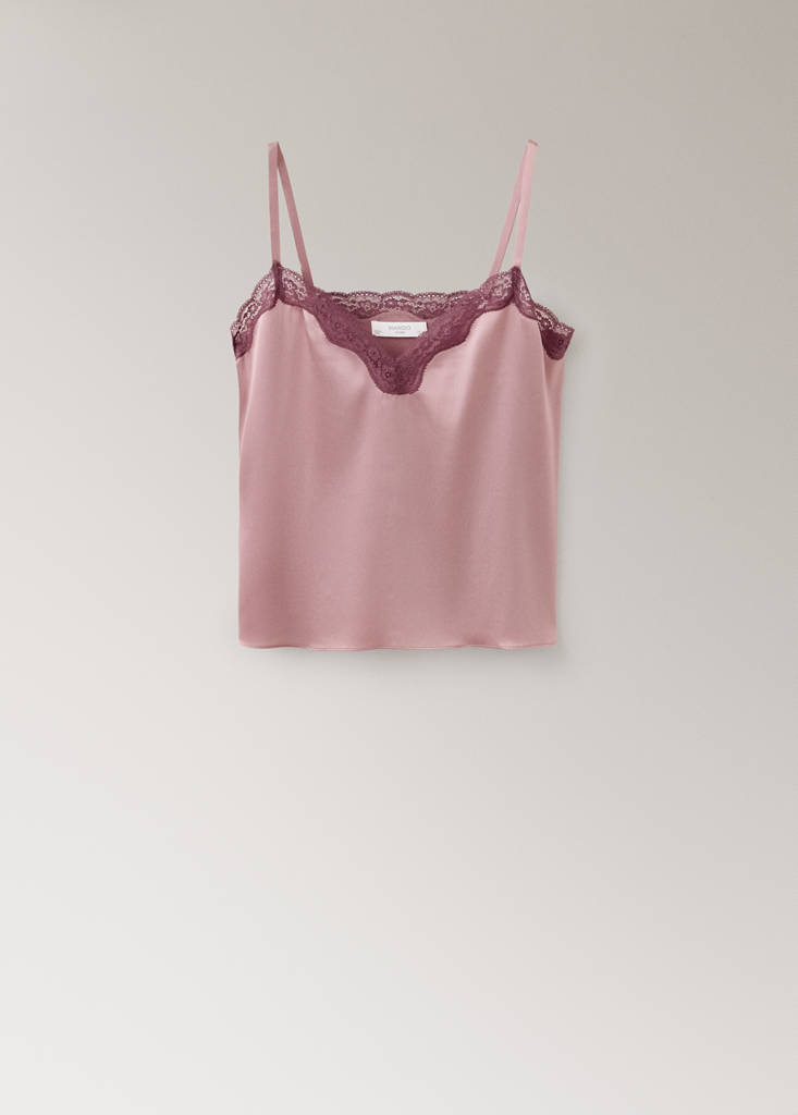 Silk top with contrasting lace — Pastel Pink