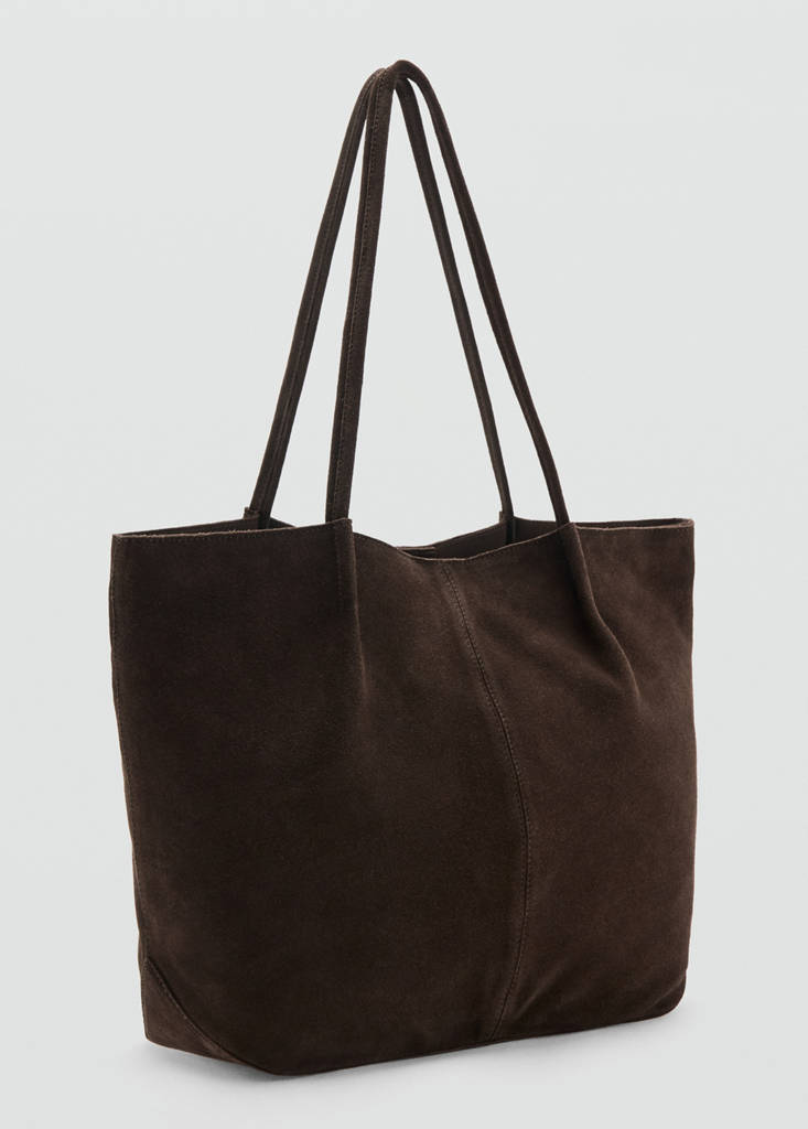 Suede leather shopper bag — Chocolate