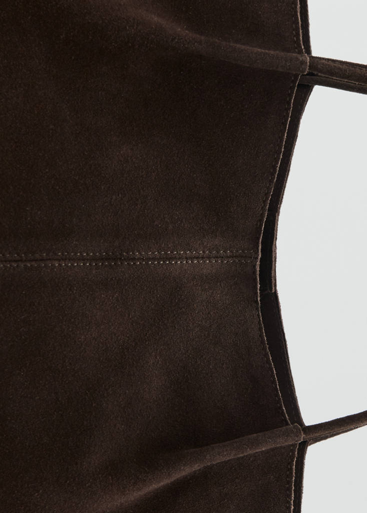 Suede leather shopper bag — Chocolate