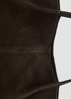 Suede leather shopper bag — Chocolate 3