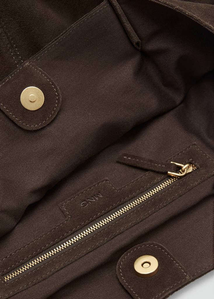 Suede leather shopper bag — Chocolate