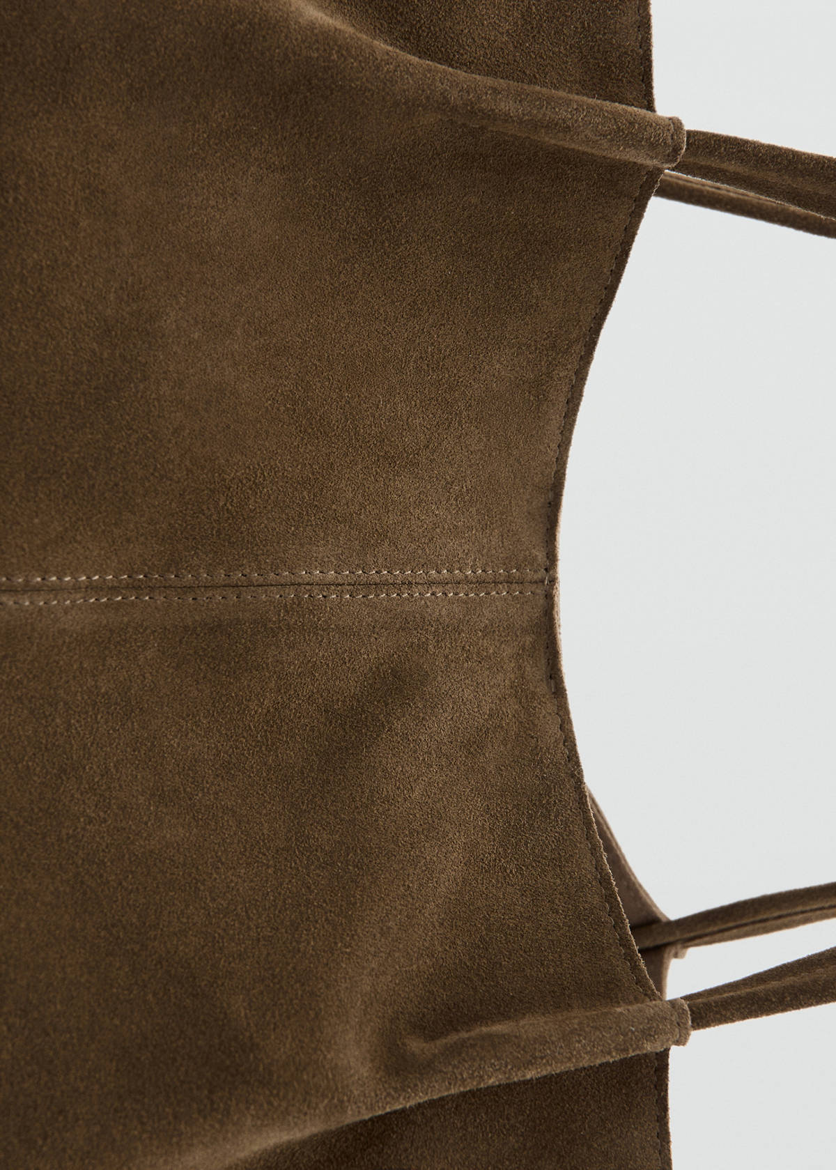 Suede leather shopper bag — Coffee