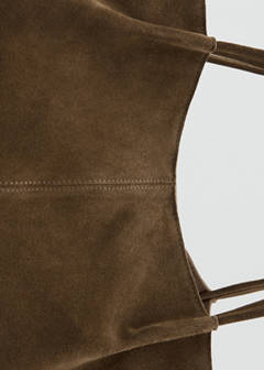 Suede leather shopper bag — Coffee 2