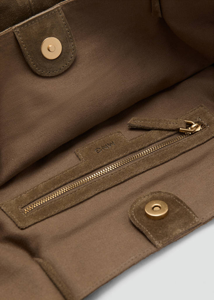 Suede leather shopper bag — Coffee