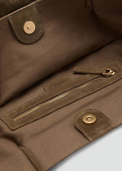 Suede leather shopper bag — Coffee 3