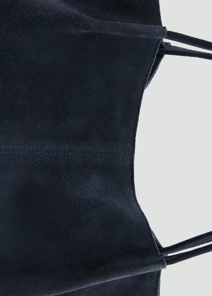 Suede leather shopper bag — Navy
