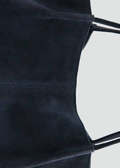 Suede leather shopper bag — Navy 2