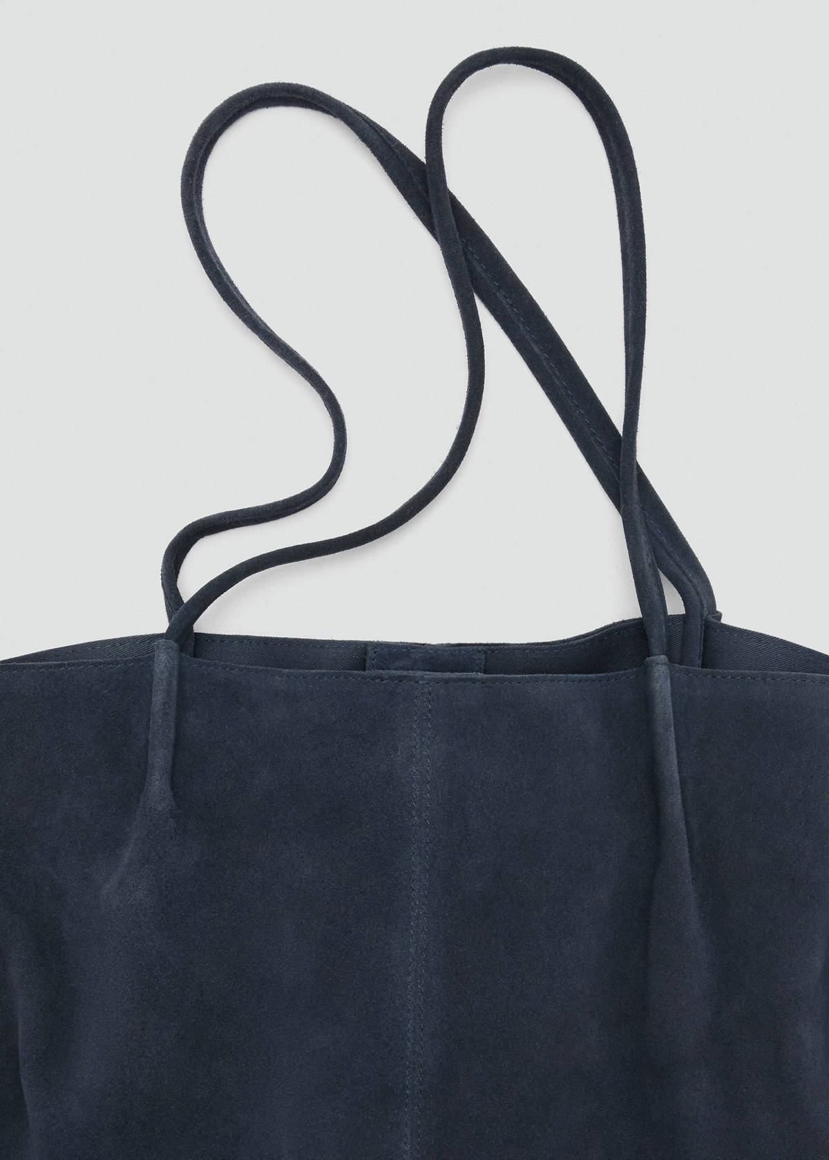 Suede leather shopper bag — Navy