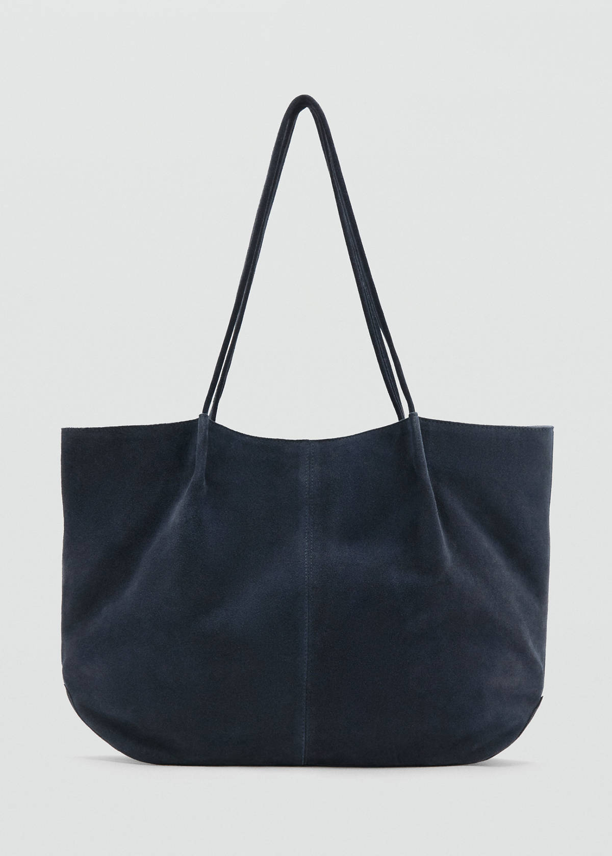 Suede leather shopper bag — Navy