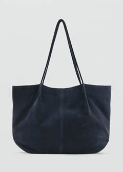 Suede leather shopper bag — Navy 5