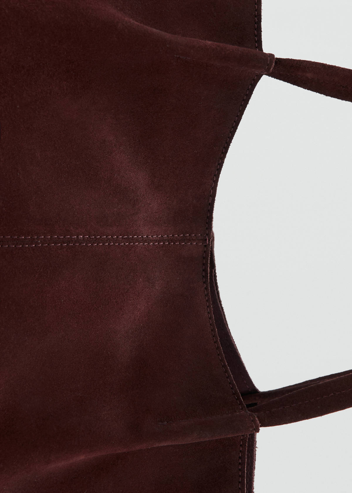 Suede leather shopper bag — Burgundy