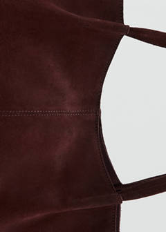 Suede leather shopper bag — Burgundy 3