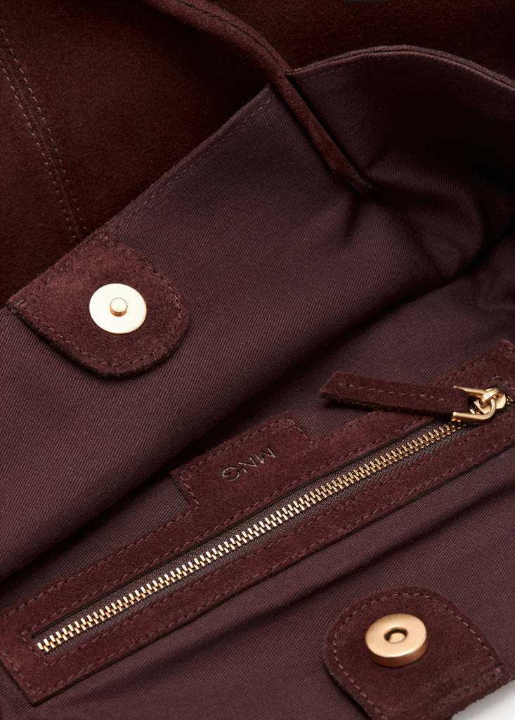 Suede leather shopper bag — Burgundy