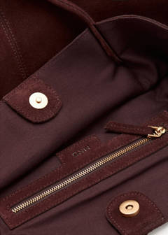 Suede leather shopper bag — Burgundy 4