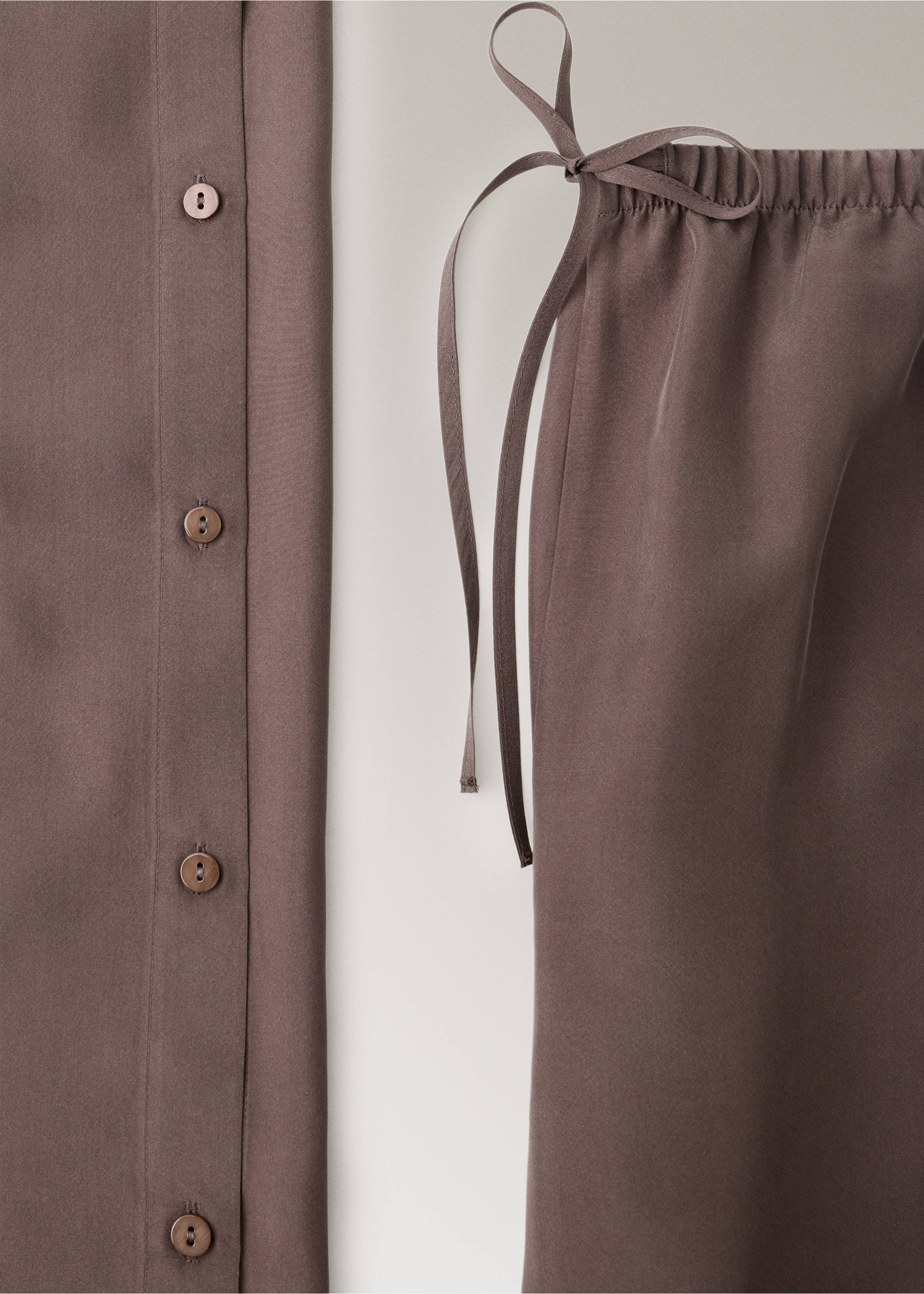 100% washed silk shirt - Details of the article 0, Brown. Ref: 37072919-00.