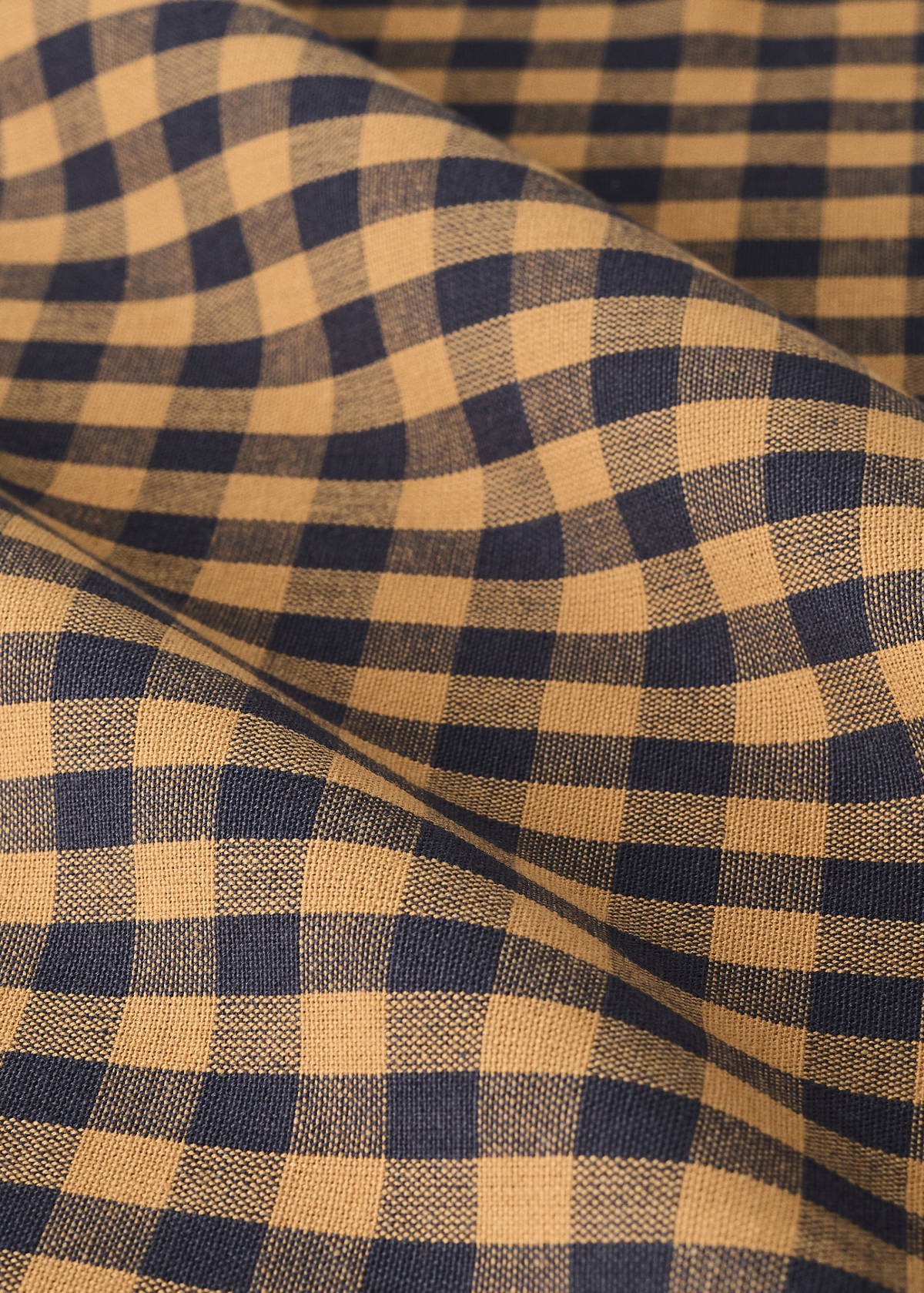 Two-tone checked cotton tablecloth for 2 to 4 people — Mustard
