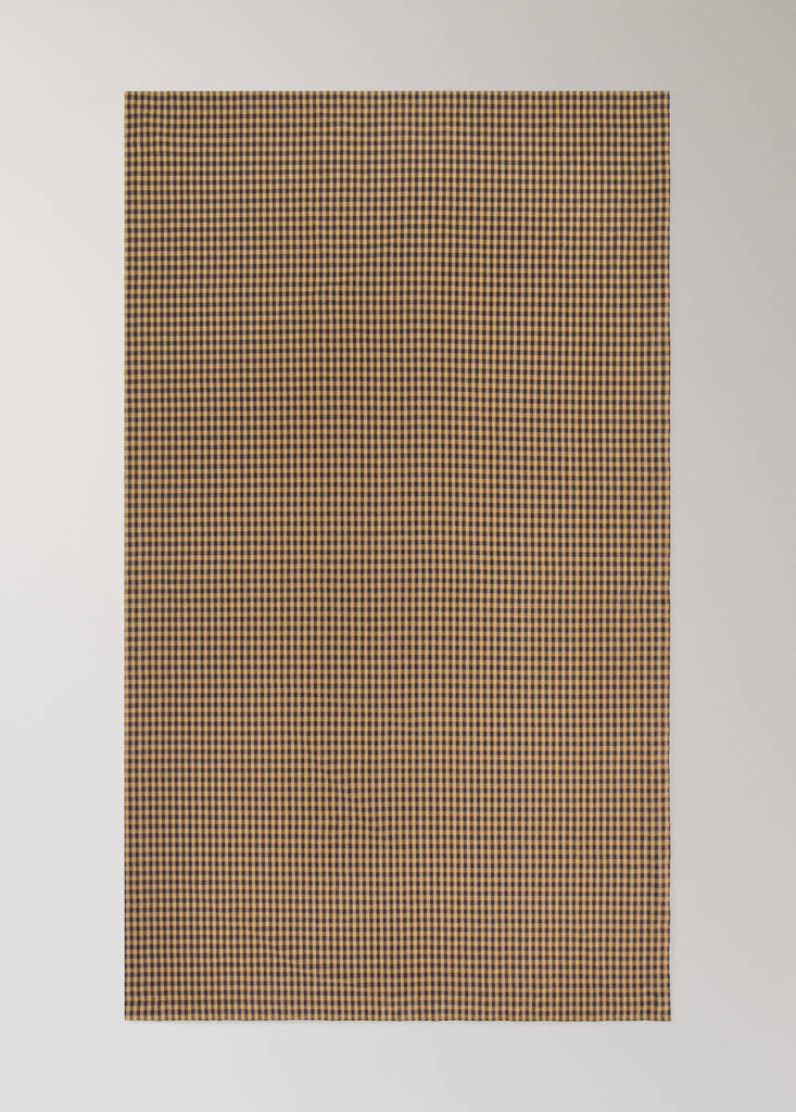 Two-tone checked cotton tablecloth for 2 to 4 people — Mustard