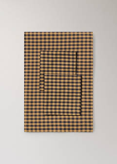 Two-tone checked cotton tablecloth for 2 to 4 people — Mustard 5