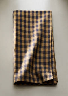 Two-tone checked cotton kitchen towels — Mustard 1
