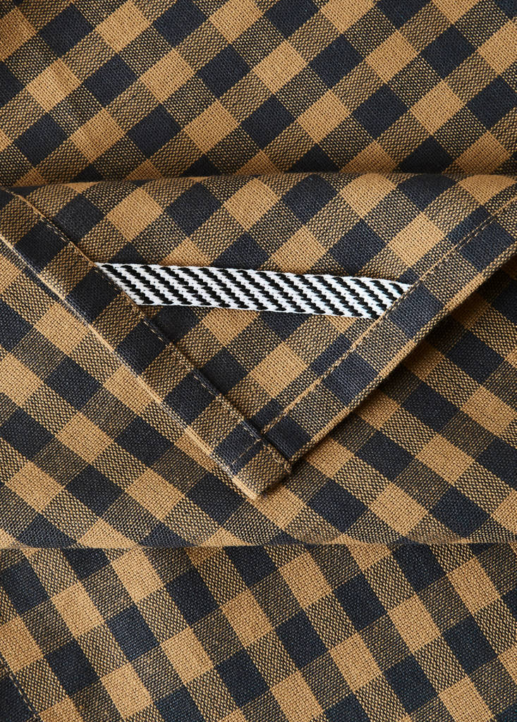Two-tone checked cotton kitchen towels — Mustard