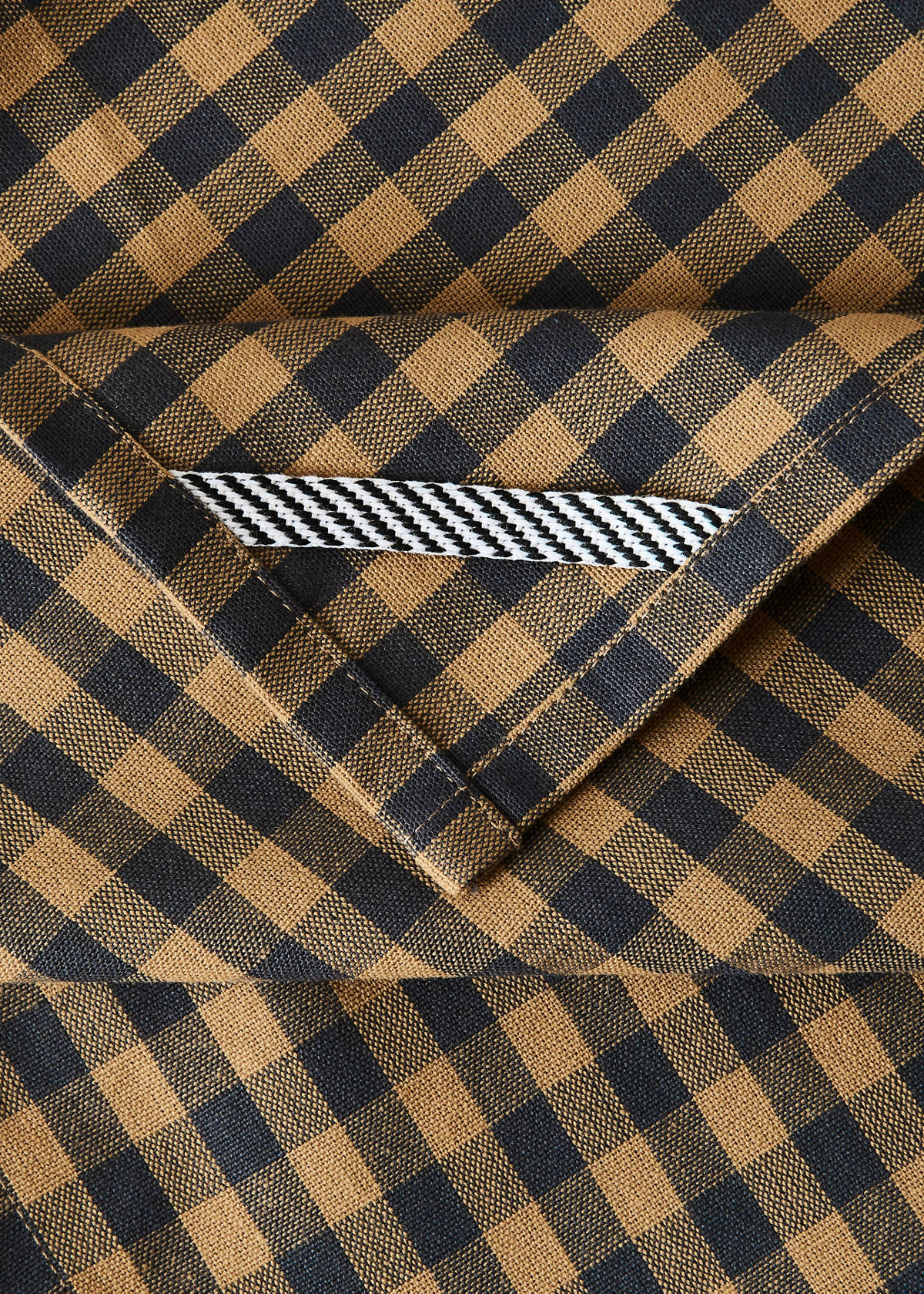 Two-tone checked cotton kitchen towels — Mustard
