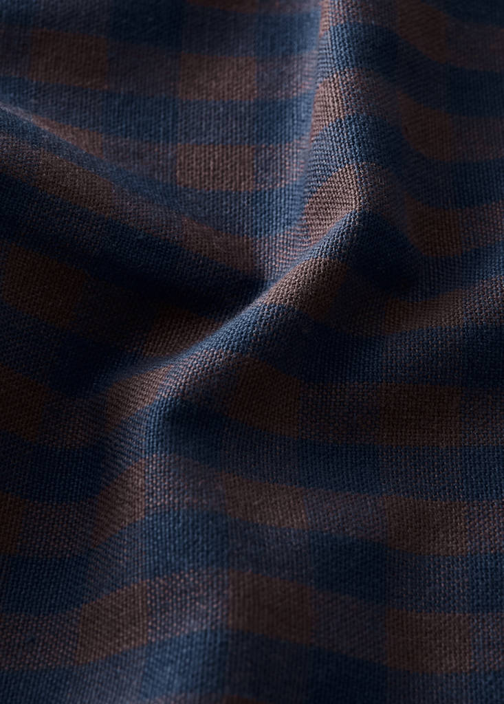 Two-tone checked cotton kitchen towels — Indigo Blue