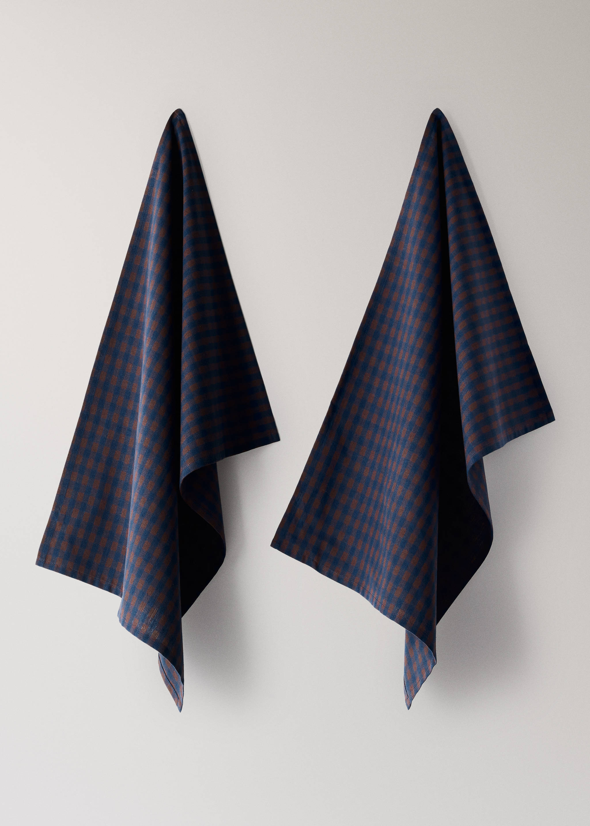 Two-tone checked cotton kitchen towels - Article without model