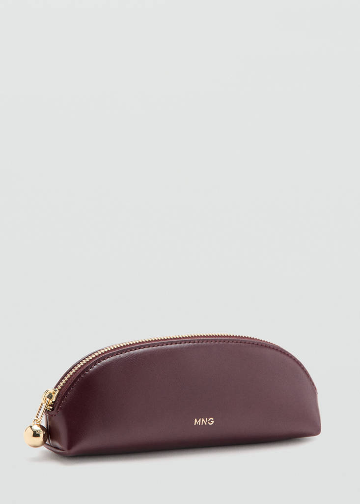 Mini beaded zip case — Burgundy