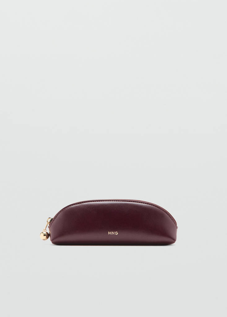 Mini beaded zip case — Burgundy