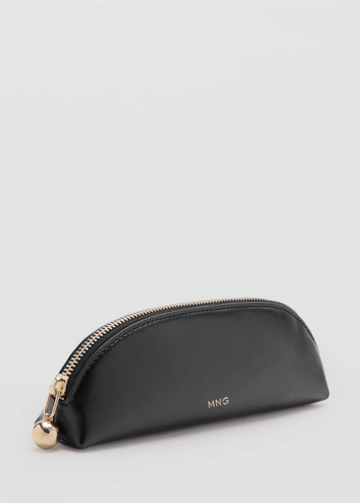 Mini beaded zip case — Black