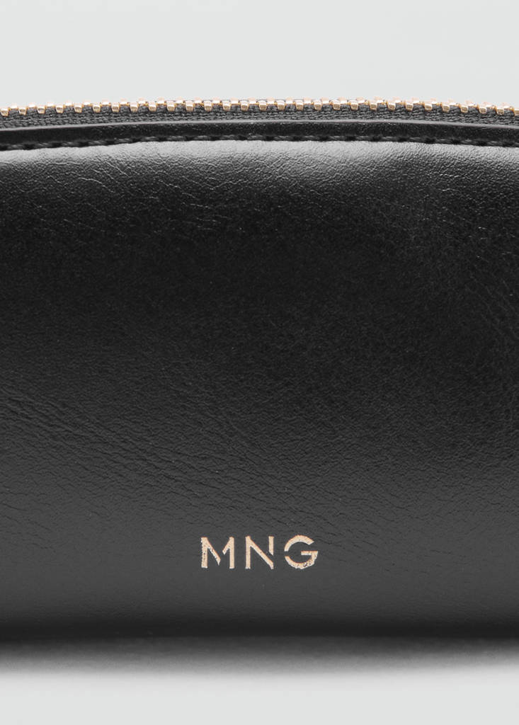 Mini beaded zip case — Black