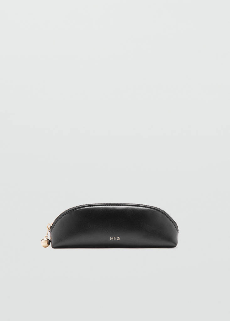 Mini beaded zip case — Black