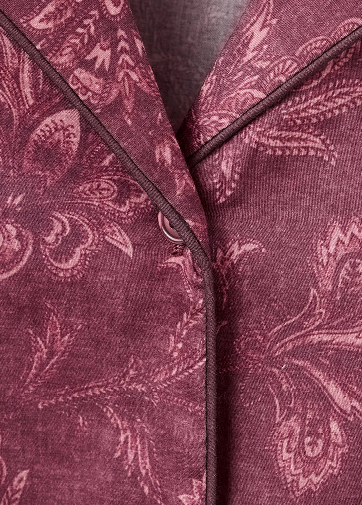 Printed pyjama shirt with piping — Burgundy